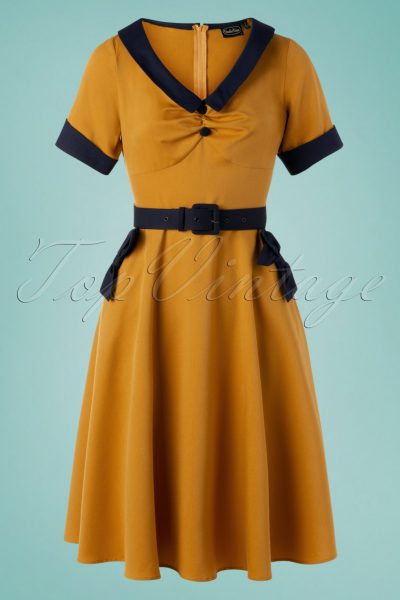 50s Maryann Swing Dress in Honey Yellow