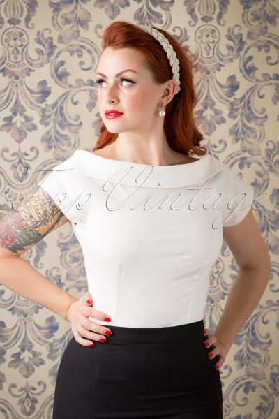 50s Cordelia Top in Ivory