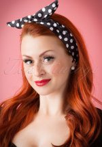 50s Pin-Up Hair Scarf Black Polkadot