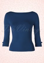 50s Modern Love Top in Navy