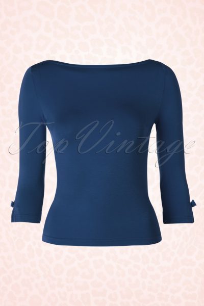 50s Modern Love Top in Navy