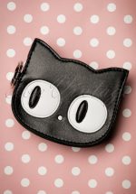 60s Lizzy The Big Eyed Cat Small Wallet in Black