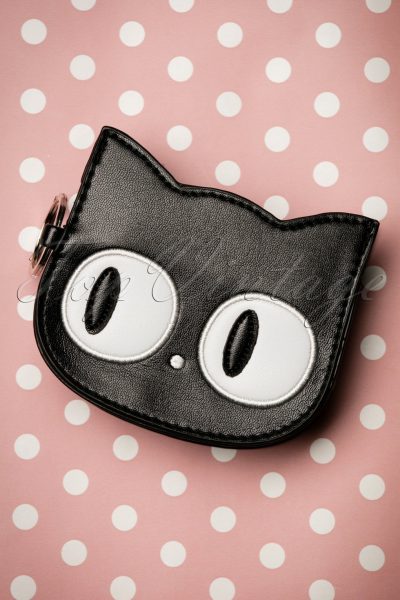 60s Lizzy The Big Eyed Cat Small Wallet in Black