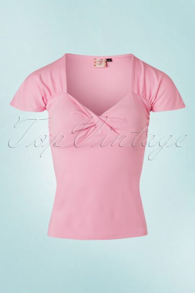 50s She Who Dares Top in Light Pink