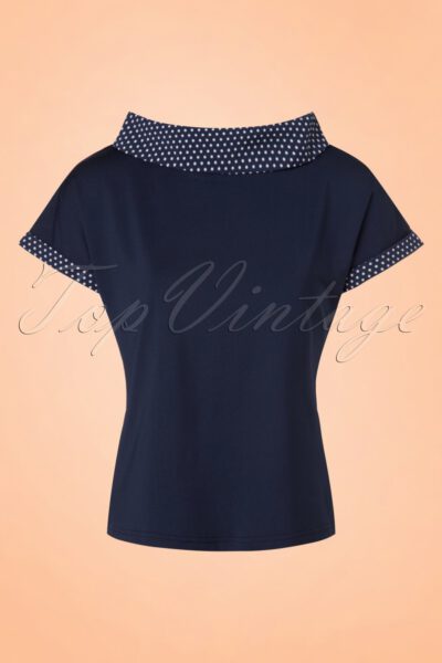 50s Alicia Blouse in Navy