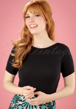 50s Audrey Cottonclub Top in Black