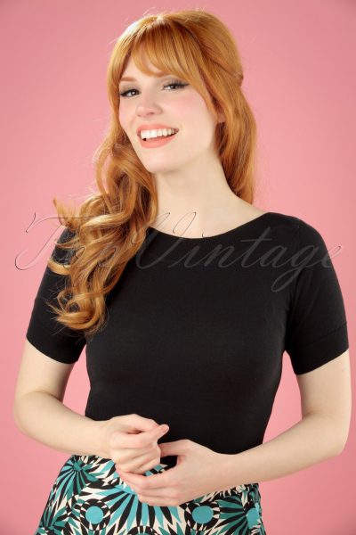 50s Audrey Cottonclub Top in Black