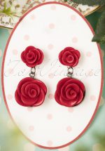 40s Romantic Red Roses Earrings