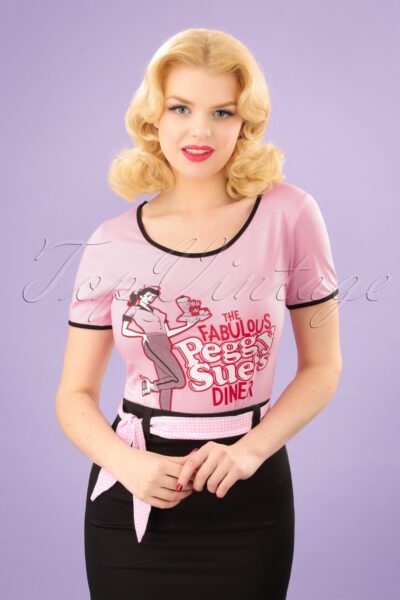 50s Fabulous Peggy Sue's Diner T-Shirt in Pink
