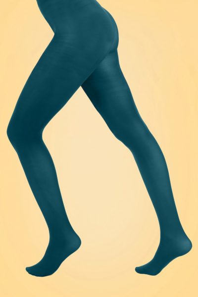 60s Opaque Tights in Dark Teal