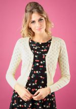 40s Heart Ajour Cardigan in Cream