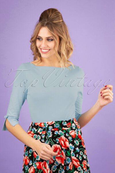 50s Oonagh Top in Light Blue