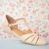 50s Montpellier T-Strap Flats in Cream