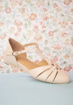 50s Montpellier T-Strap Flats in Cream