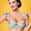 50s Bibi Birds Bikini Top in Mint