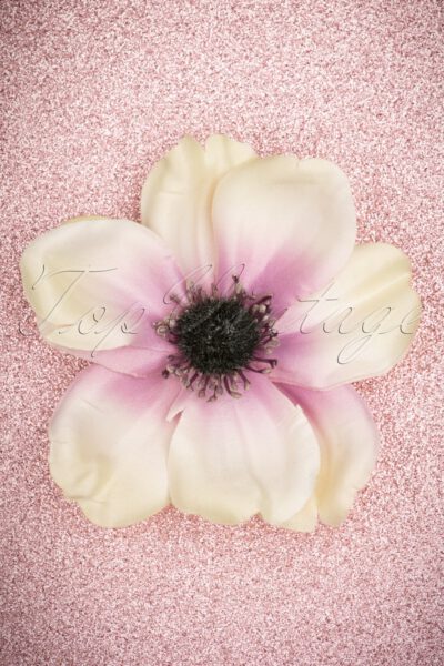 50s Lovely Anemone Hair Clip in Cream and Lilac