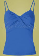 50s Wrap Front Top in Blue