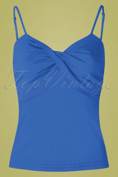 50s Wrap Front Top in Blue