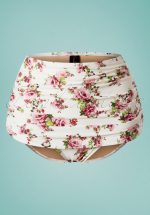 50s Classic Flowers Romance Bikini Pants in Cream