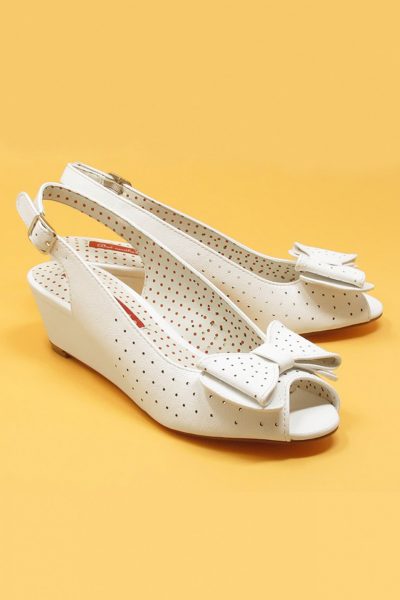 50s Jasmine Wedge Peeptoes in White