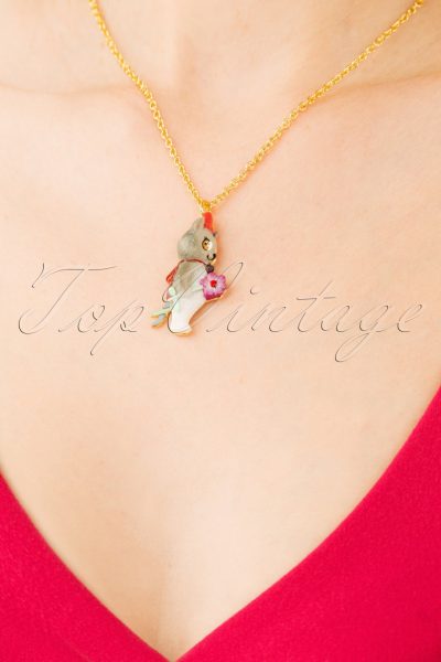 60s Flower Cat Necklace in Gold Plated