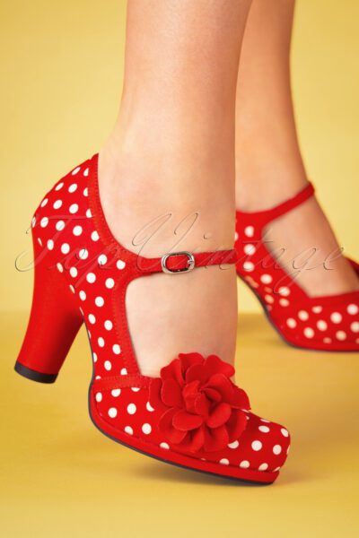 50s Hannah Polkadot Pumps in Red