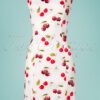 50s Sweet Cherry Floral Wiggle Dress in White