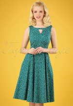 50s La Dosa Dotty Swing Dress in Green