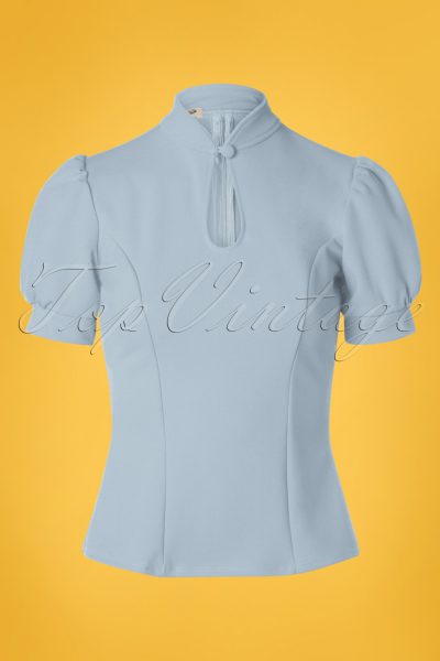 50s Fenna Top in Light Blue