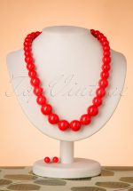 50s Natalie Bead Necklace Set in Red