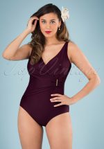 50s Vivienne Swimsuit in Aubergine