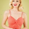 50s Wrap Front Top in Coral