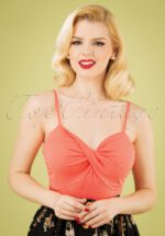 50s Wrap Front Top in Coral
