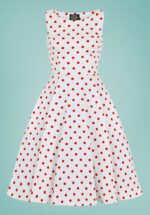 50s Cindy Polkadot Swing Dress in White and Red