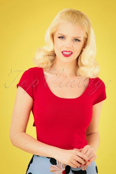 50s Celine Top in Lipstick Red