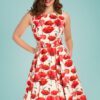 50s Sweet Poppy Swing Dress in Cream