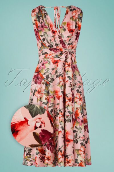 50s Jane Parrot Midi Dress in Pink