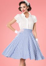 50s Tellerrock Swing Skirt in Blue and White Gingham