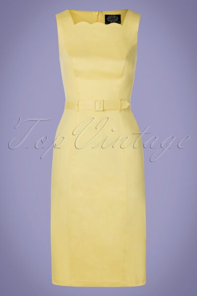 50s Gabriella Wiggle Dress in Pastel Yellow