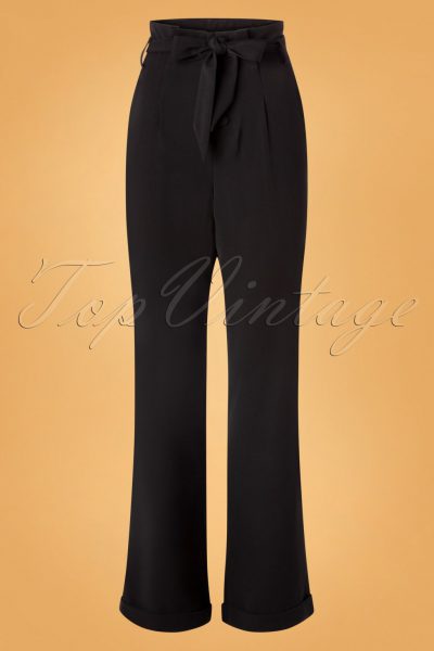 40s Myrna Paper Bag Trousers in Black