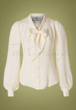 40s Eva Blouse in Cream Crêpe