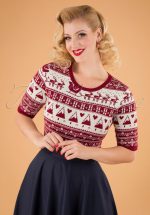 50s Holly Jumper in Red and White