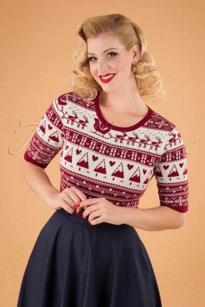 50s Holly Jumper in Red and White