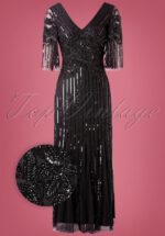 20s Norma Sequin Maxi Dress in Black