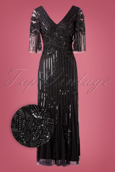 20s Norma Sequin Maxi Dress in Black