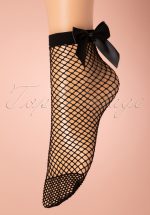 50s Bow Fishnet Socks in Black