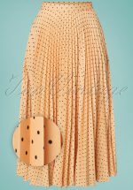 50s Aubrey Pleated Pin Dot Skirt in Apricot