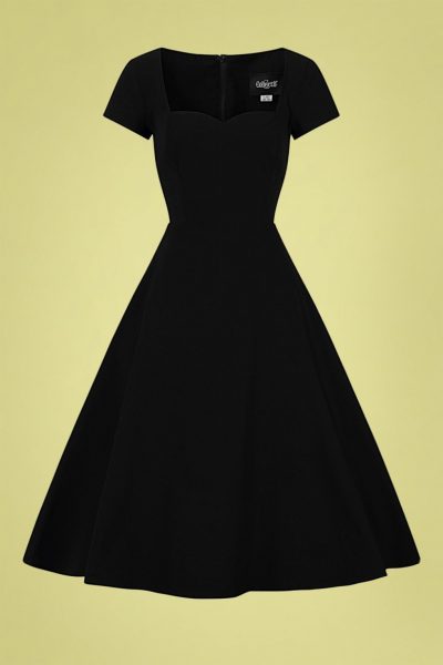 50s Kristy Plain Swing Dress in Black