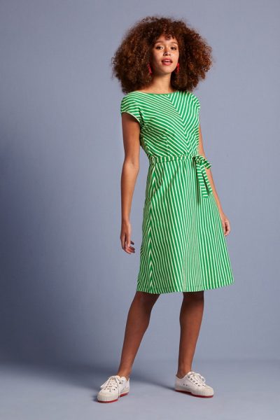 60s Grace Breton Stripe Dress in Very Green