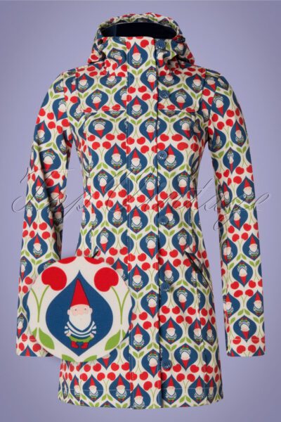 60s Wild Weather Long Anorak in Gnome Garden Cream